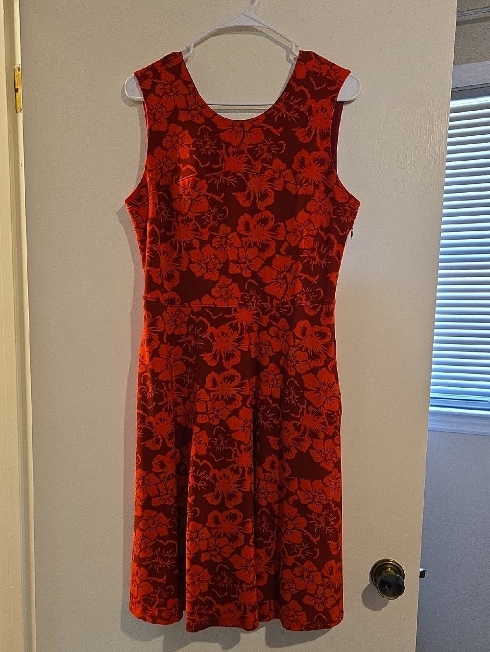 Lands' End Women’s Red Floral Sleeveless Dress